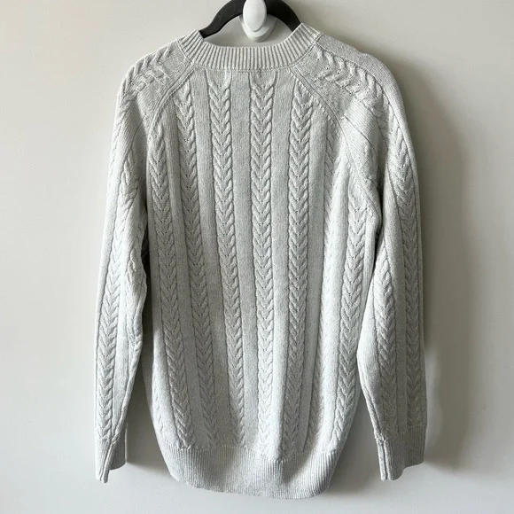 Athleta Crossroads Crew Sweater In Bright White Metallic Cable Knit H - Picture 5 of 12